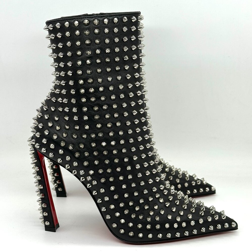Christian Louboutin CONDORA BOOTY SPIKES 100 Ankle Bootie Boots Heels - Picture 9 of 16
